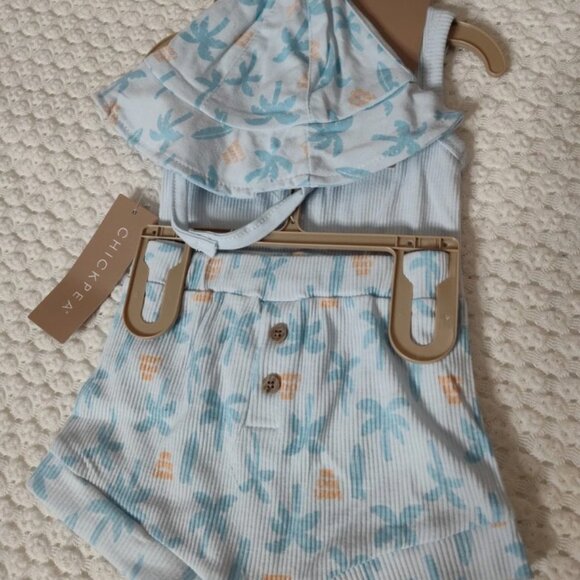 Chickpea Baby 3-pc Daddy's Beach Bud Print Outfit Set Size 3-6 Months - Picture 2 of 5